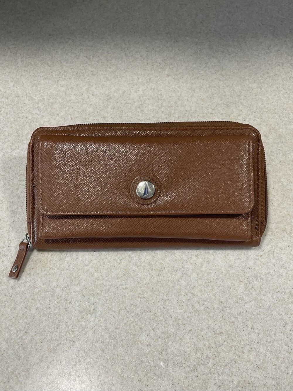 Nautica Women's Money Manager RFID Wallet Clutch Organizer Brown